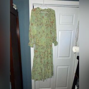 Free People | Dresses | Free People Green Floral Long Sleeve Dress |  Poshmark